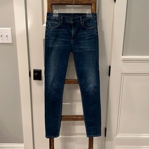 Soft denim. High rise skinnies.